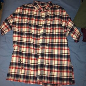 Pac Sun plaid distressed short sleeve button up